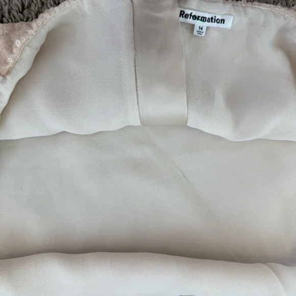 Reformation Elegant Cream Sequin Women's Crop Top Size 14 - Picture 8 of 12